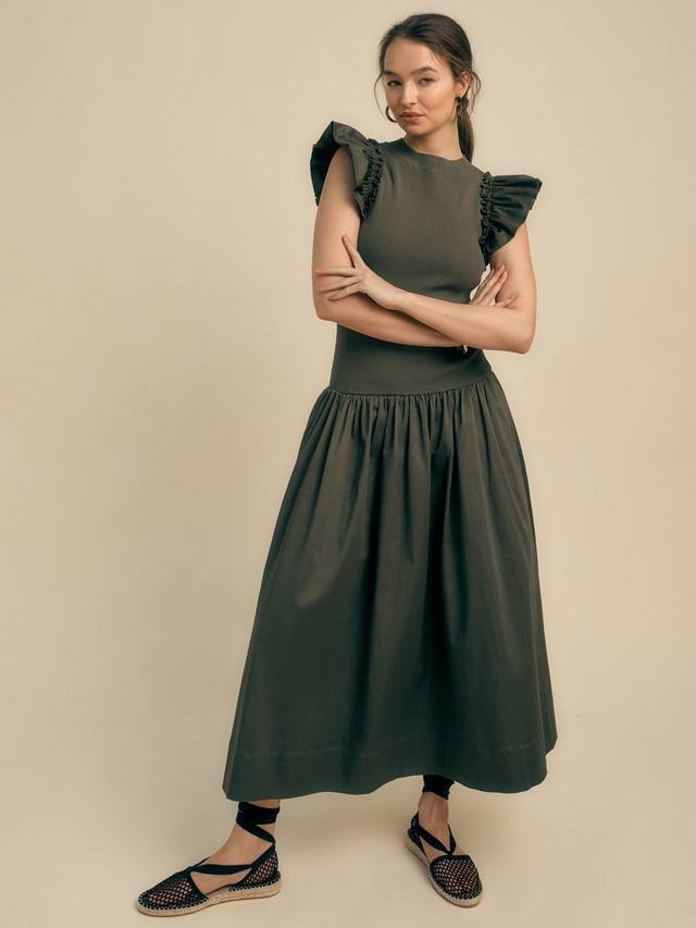 

Платье из смесовой ткани с хлопком FLORERE, Khaki