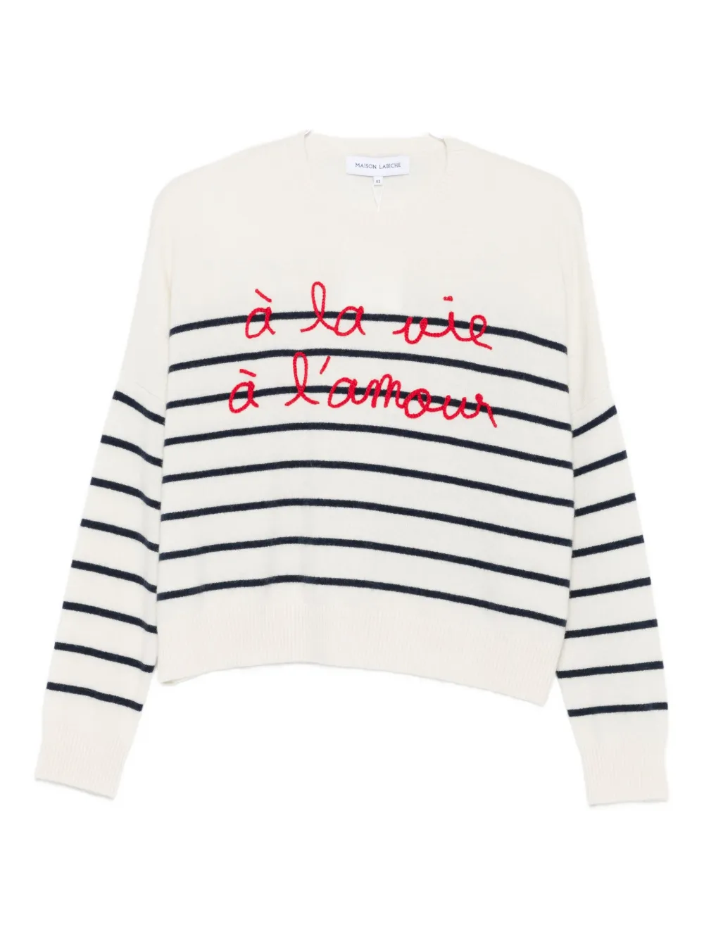 

Полосатый свитер Buzelin с вышитыми надписями Maison Labiche, белый
