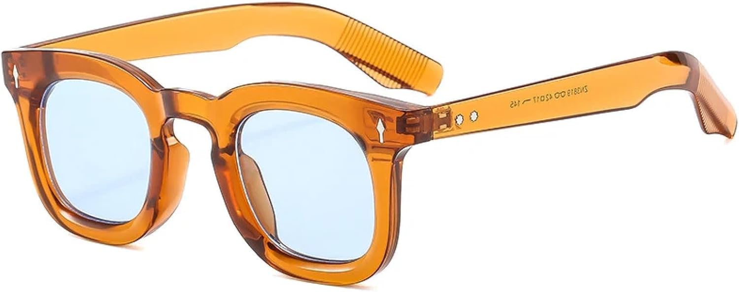 

Модные маленькие солнцезащитные очки для женщин в стиле ретро с заклепками, конфетного цвета, с защитой от УФ-излучения UV400, для мужчин в стиле панк HHZZYVY, Tea Blue