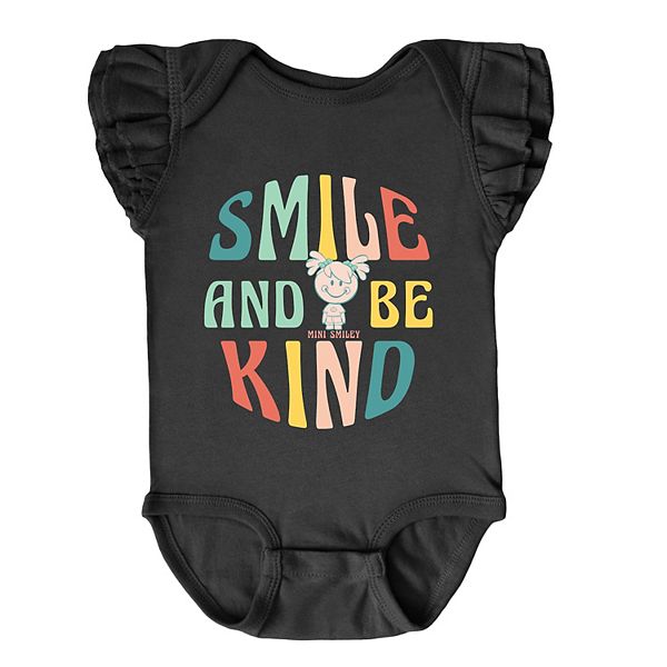 

Боди с рукавами-крылышками Mini smiley smile and be kind aria The Juniper Shop, Black