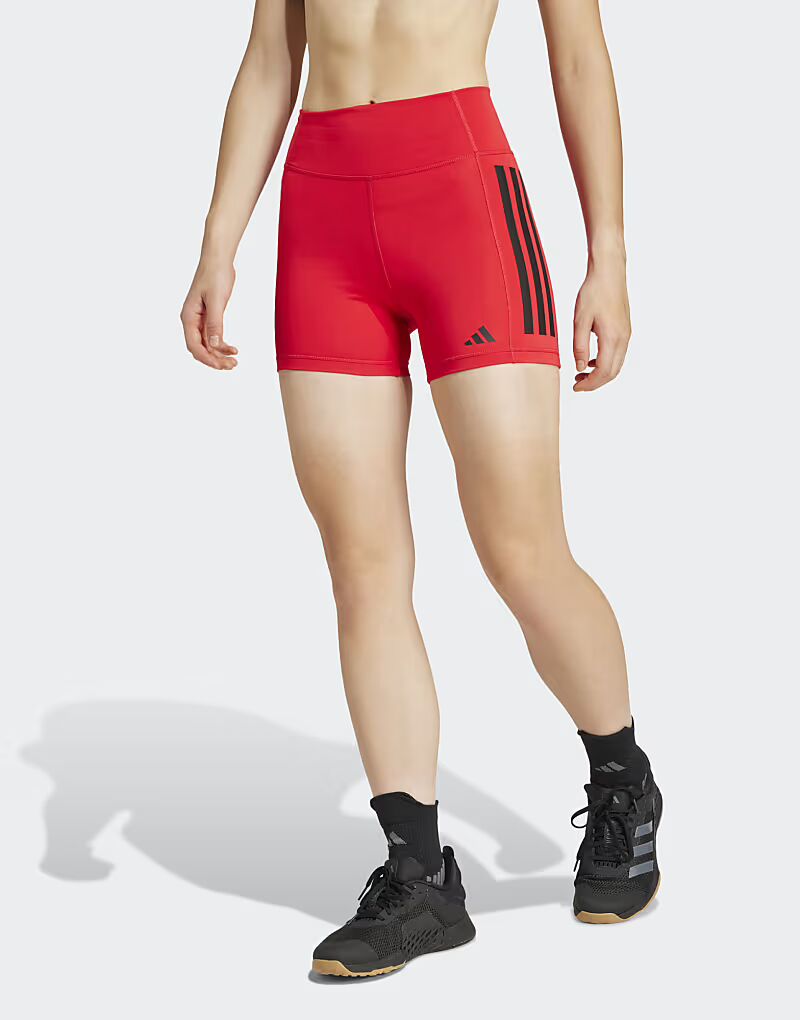 

Леггинсы Adidas Performance Optime с тремя полосками длиной 1/4 чистого рубинового цвета