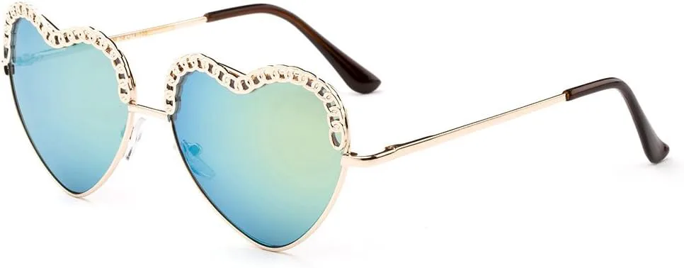 

Newbee Fashion - "Corazon" — уникальные легкие солнцезащитные очки с пружинными шарнирами и дизайном в форме сердца Newbee Fashion Sunglasses, Gold/Green