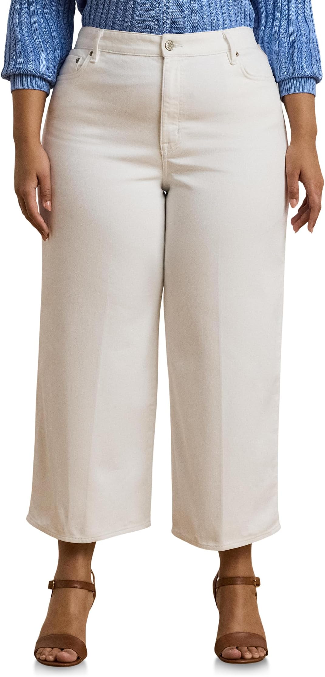 

Джинсы Lauren Ralph Lauren Plus Size High-Rise Wide-Leg Cropped Jeans, цвет White Wash