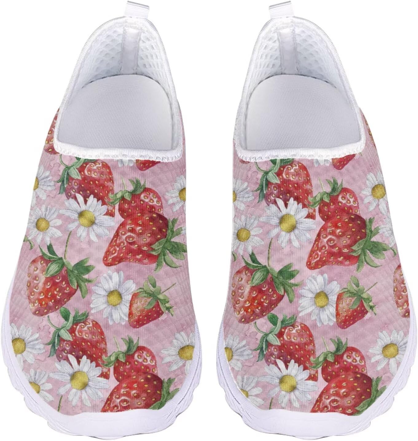 

Кроссовки Jeiento Slip On для женщин и мужчин с широким носком, легкие спортивные кроссовки из сетки, женские мягкие слипоны, Strawberry