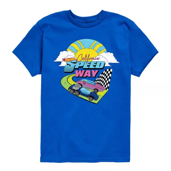 

Футболка с принтом California Speedway для мальчиков 8-20 лет Hot Wheels, синий