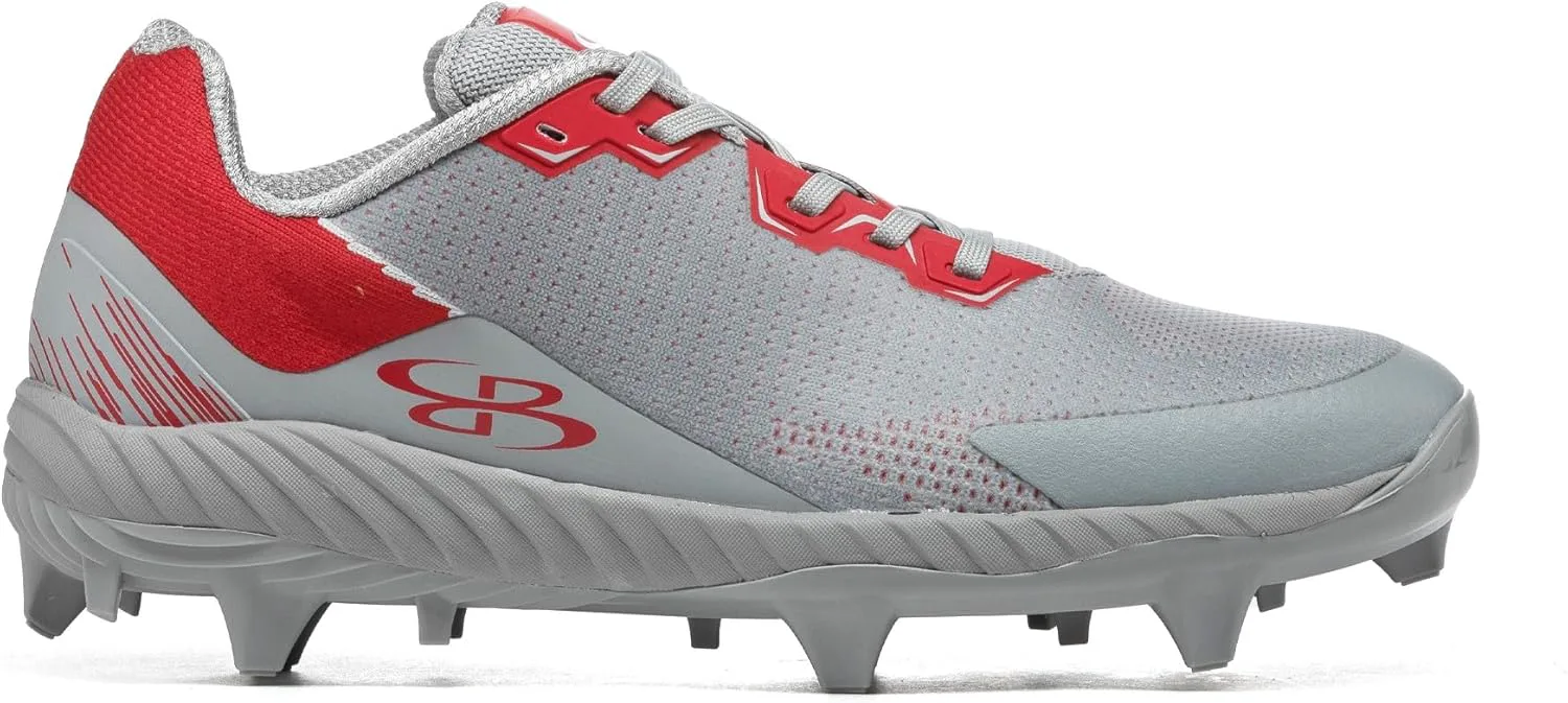 Футбольные бутсы Boombah Men's Impulse PureKnit Molded - различные цвета - разные размеры, серый/красный — фото 4