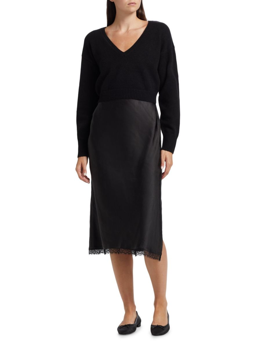 

Платье-миди Mis Pieced с многослойным кроем dh New York, черный