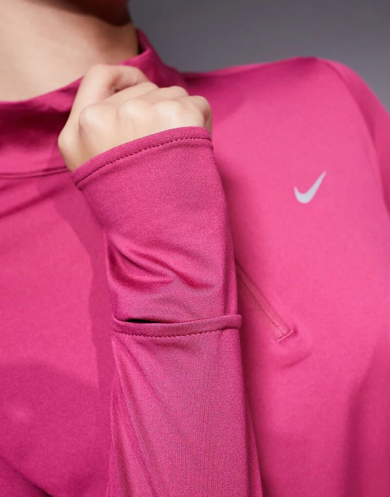 Лонгслив Nike Running Swift Dri-FIT с длинными рукавами и полумолнией розового цвета — фото 4
