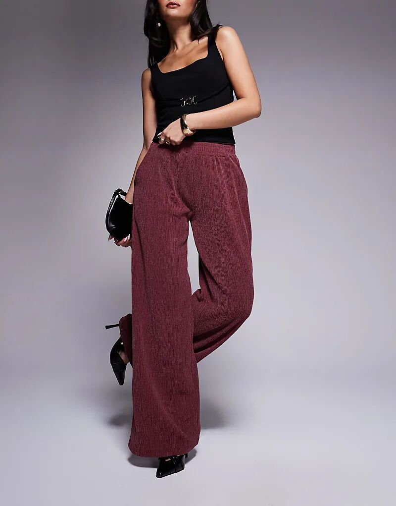 

Текстурированные широкие брюки бордового цвета ASOS DESIGN