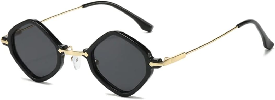 

Ретро-солнцезащитные очки в форме маленького многоугольника для женщин и мужчин, с прозрачными линзами с градиентом «океан», защитой от УФ-излучения UV400, в стиле панк UATXTAU, Black Grey