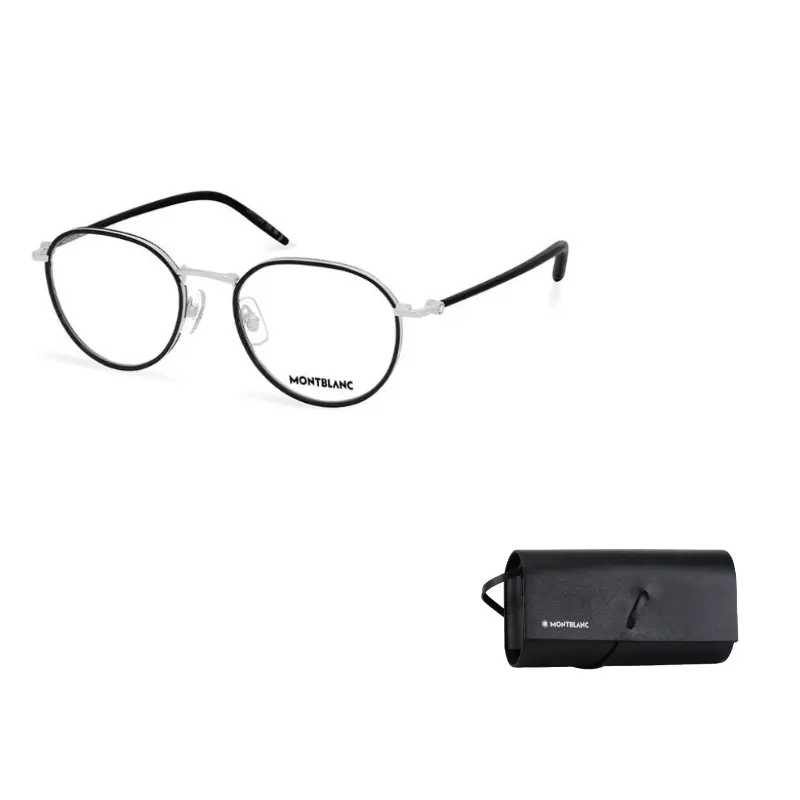 

MONTBLANC Металлическая круглая оправа для очков мужская черная, Black