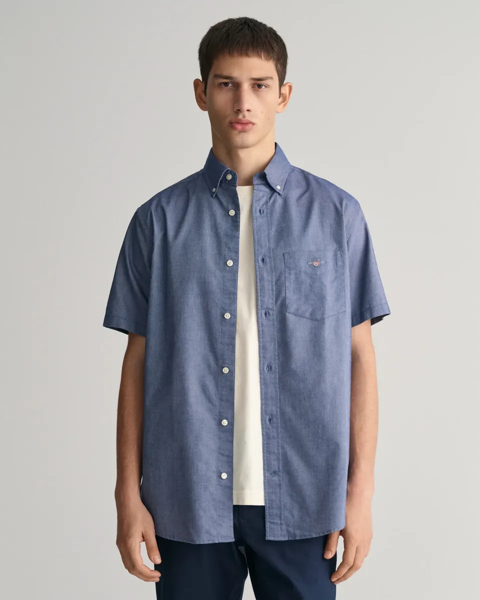 

Рубашка Gant с короткими рукавами "REG OXFORD SHIRT", вышивка Gant, синий