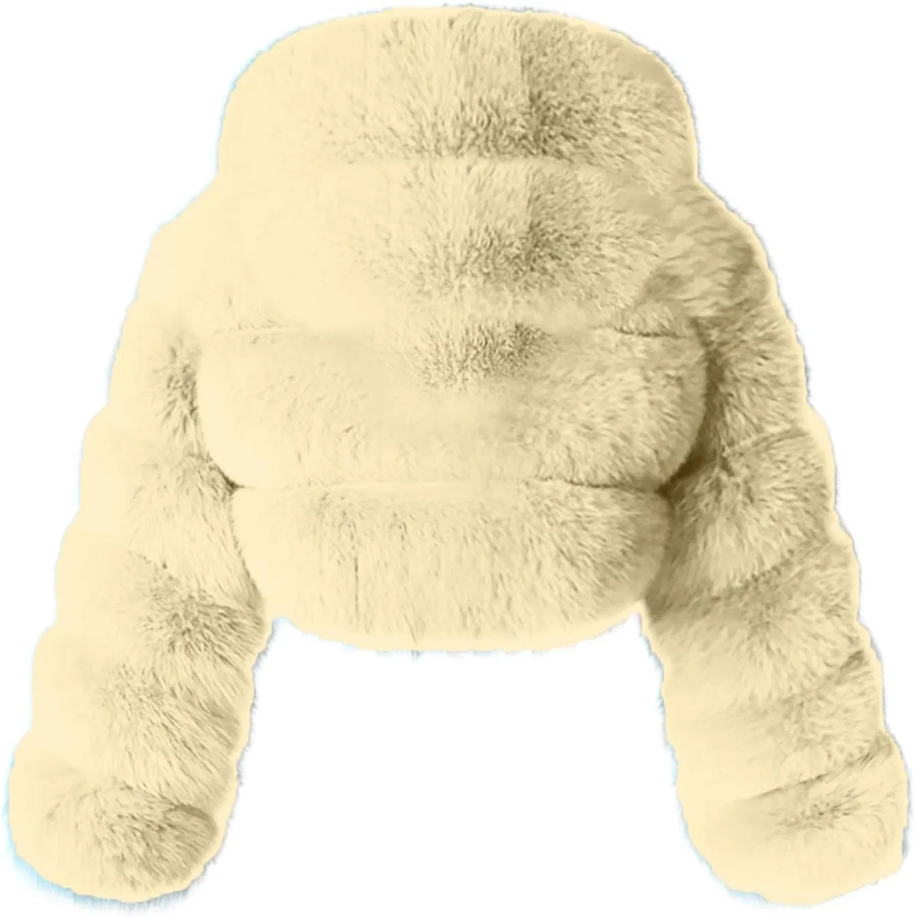 Куртка из искусственного меха, укороченная, женская, Beige — фото 4