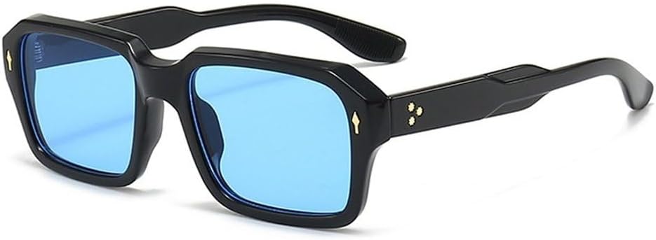 

Винтажные квадратные женские солнцезащитные очки в стиле панк с заклепками, модные прозрачные линзы с градиентом цвета океана, защита от ультрафиолета UV400, мужские солнцезащитные очки SKFGNX, Black Blue