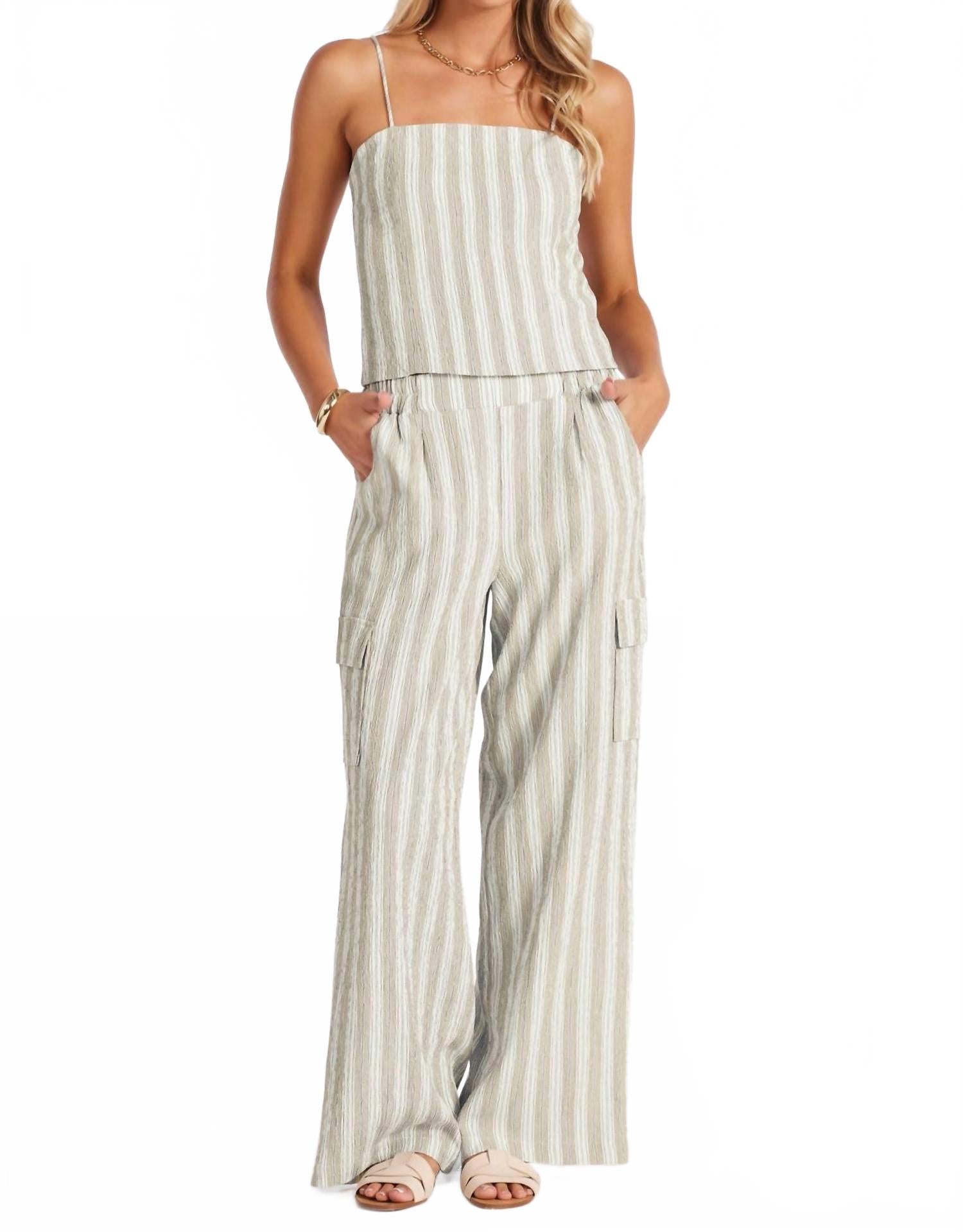 

Прибрежные полосатые карго-брюки в песочную полоску Bishop + young, Sand Stripe