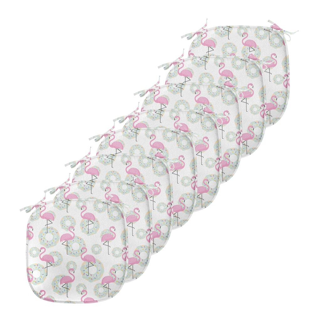 

Подушки на обеденный стул ABAKUHAUS Flamingo, Donuts Hawaii Animals, декоративная водонепроницаемая подушка с ремнями для кухонных сидений, 40 см x 40 см — упаковка из 8 шт., розовый мятно-зеленый бежевый, белый