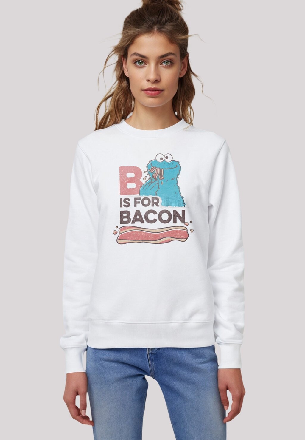 

Топ с длинными рукавами SESAMSTRASSE COOKIE MONSTER BACON F4NT4STIC, белый