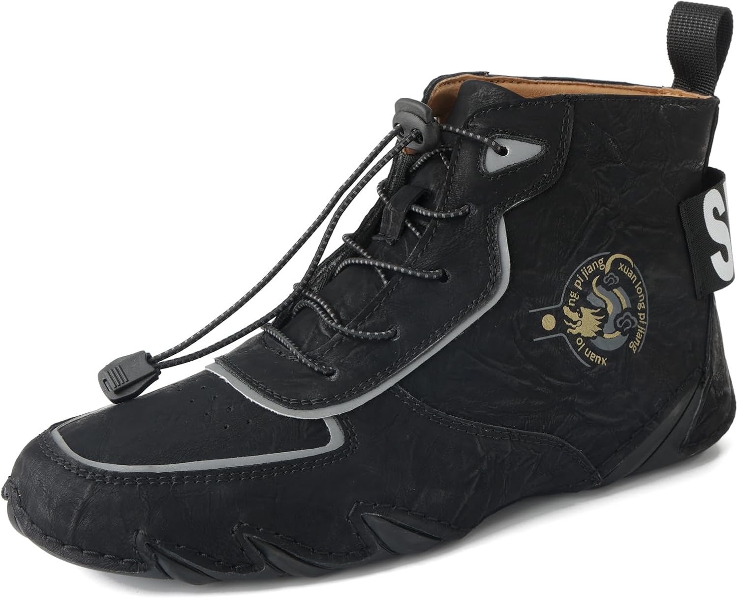 

Мужские повседневные кожаные модные кроссовки, ботинки-чикка на щиколотке, мокасины на легкой подошве, для ходьбы и вождения Abborora, черный