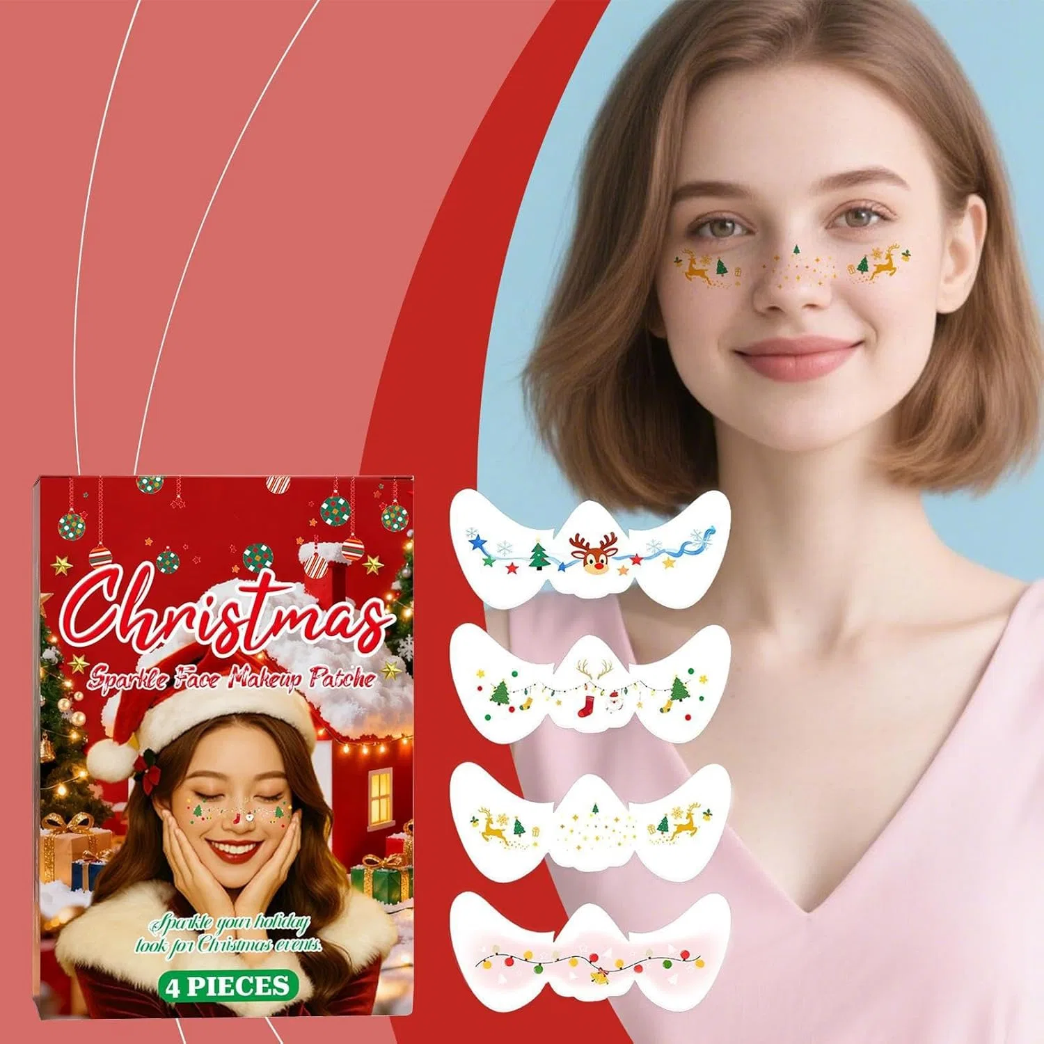 Набор блесток для лица с эффектом веснушек, Christmas Glitter, 4 шт — фото 4