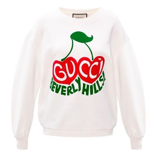 

Свитер beverly hills cherry printed loose long sleeve white Gucci, белый