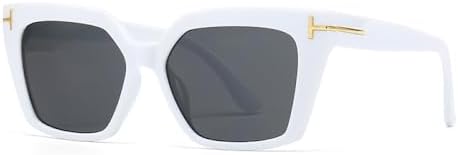 

Солнцезащитные очки в стиле ретро 2026 года, квадратные, для женщин и мужчин, модные, в стиле панк, с заклепками, с синим градиентом, защита от ультрафиолета UV400 MTZJH, C4 White Grey