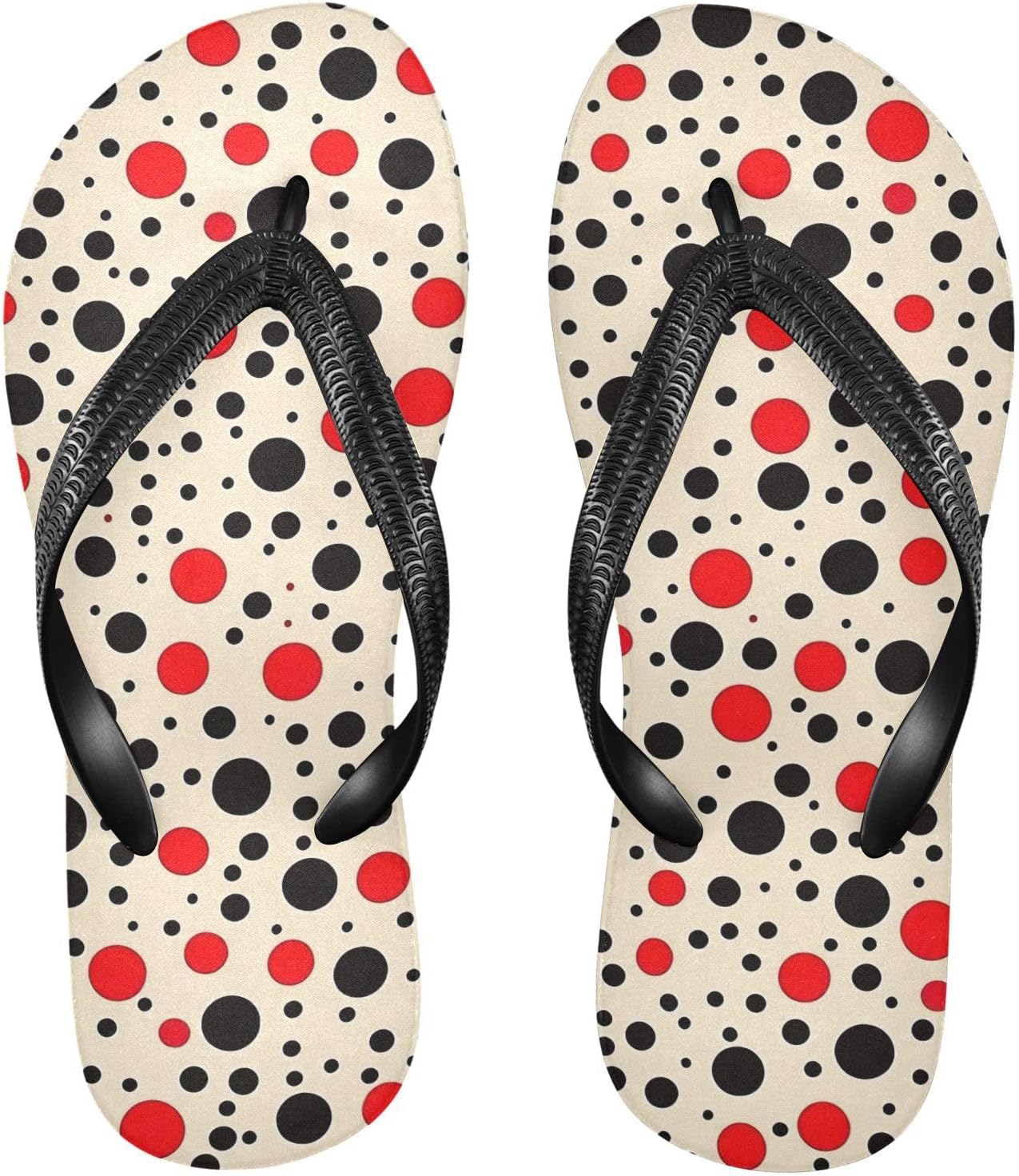 

Красно-черные пляжные шлепанцы в горошек, резиновые нескользящие летние тапочки для душа, сандалии для ходьбы, женские и мужские Sinestour