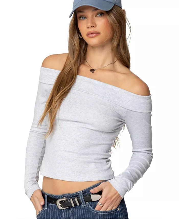 

Женская кофта Claudie Fold Over Top Edikted, серый