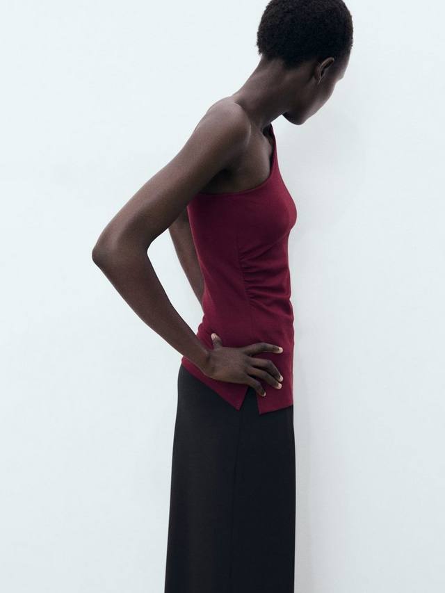 

Асимметричный топ с драпировкой David Mango, Dark Red