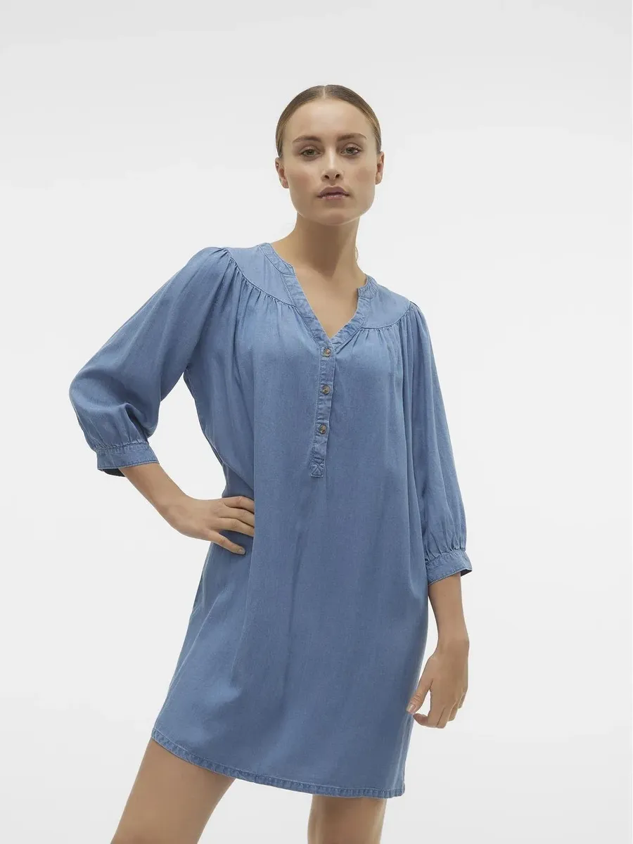 

Мини-платье Vero Moda "VMBREE 3/4 LOOSE TUNIC GA", в джинсовом исполнении, синий