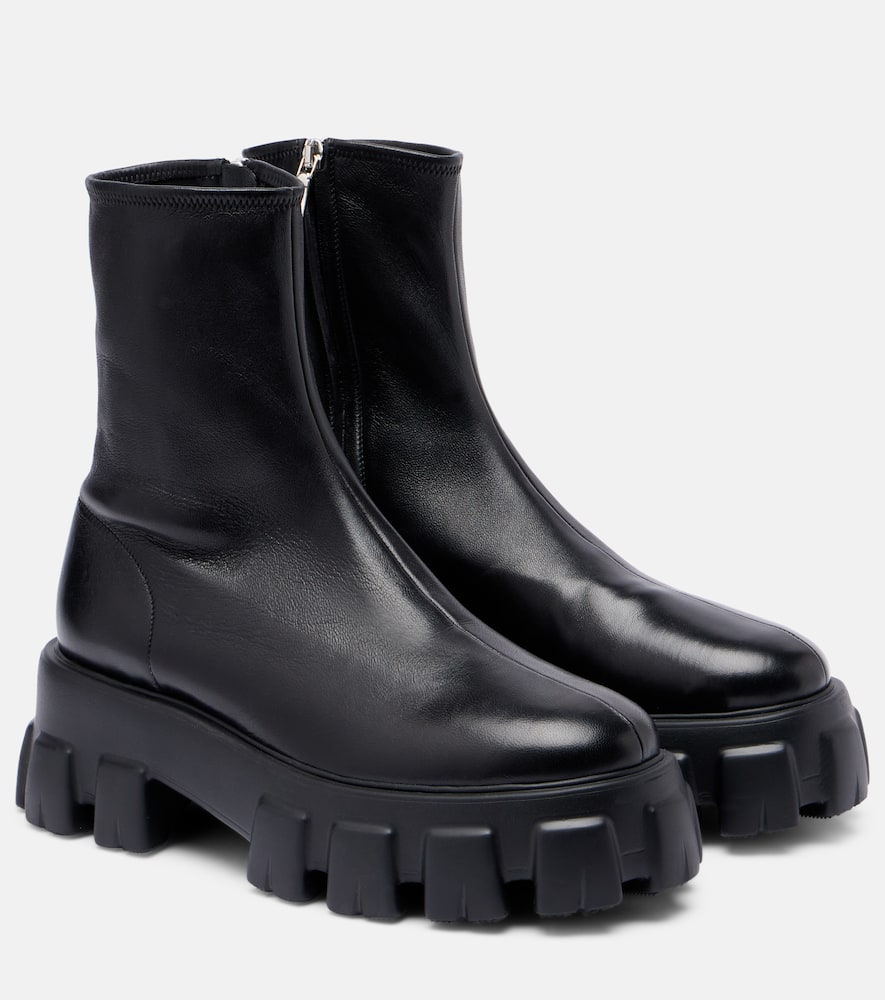 Кожаные ботинки монолит Prada, Nero