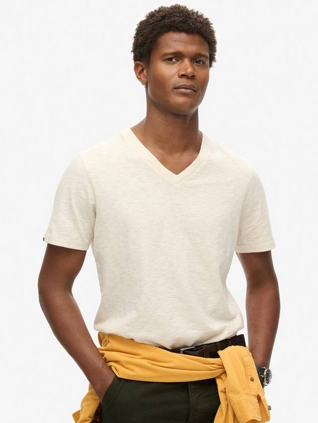 

Футболка slub с v-образным вырезом Superdry, цвет Oat Cream Marl