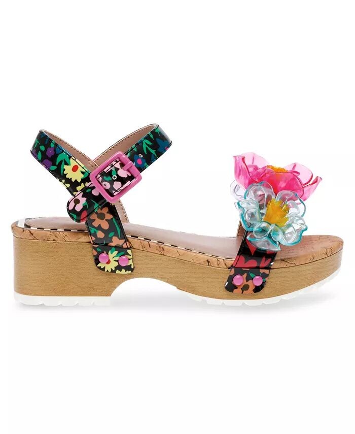 Сандалии Oakly Clog для маленьких и больших девочек с цветочной отделкой Betsey Johnson, мультиколор — фото 2