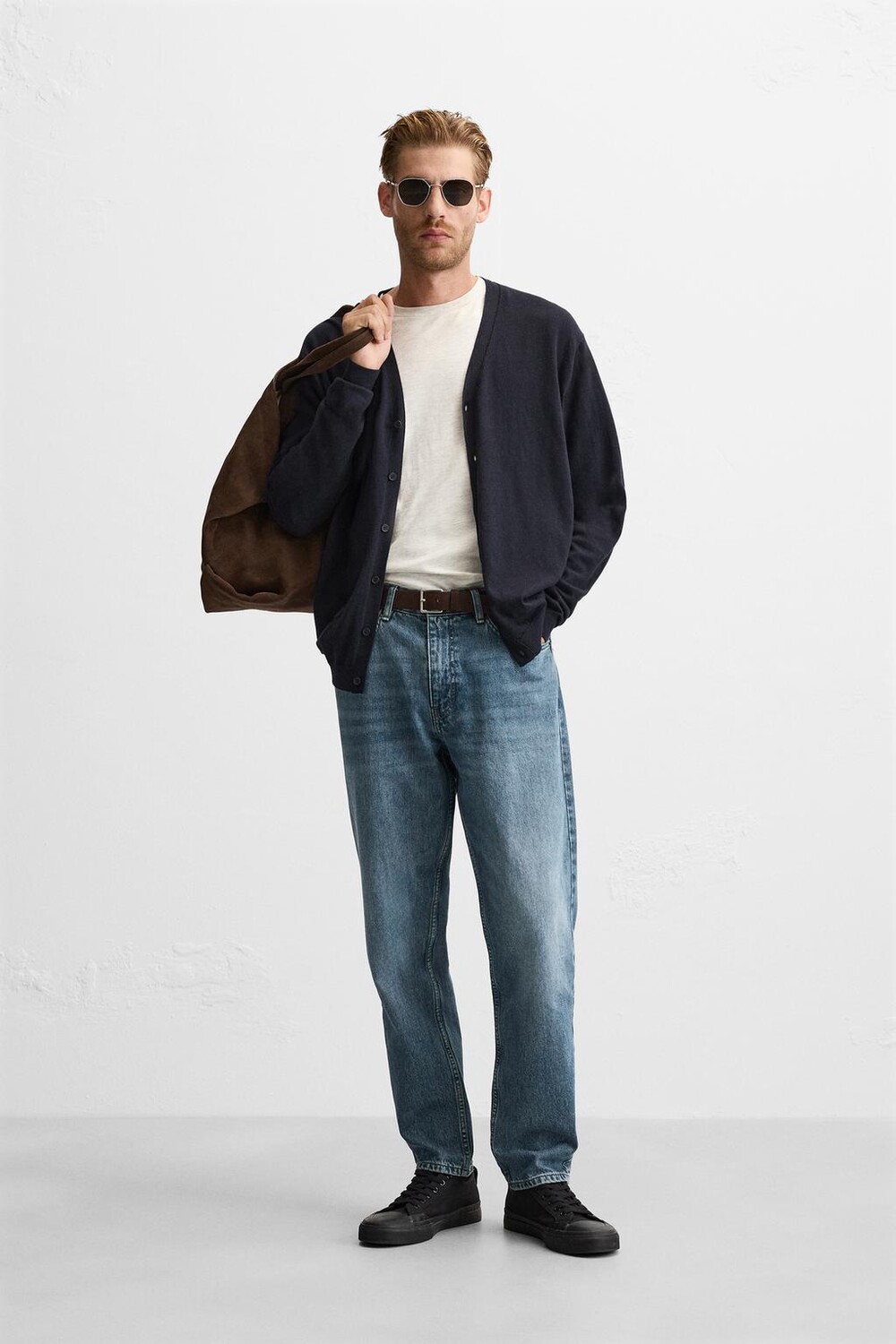 

Шелковый кардиган ZARA, темно-синий