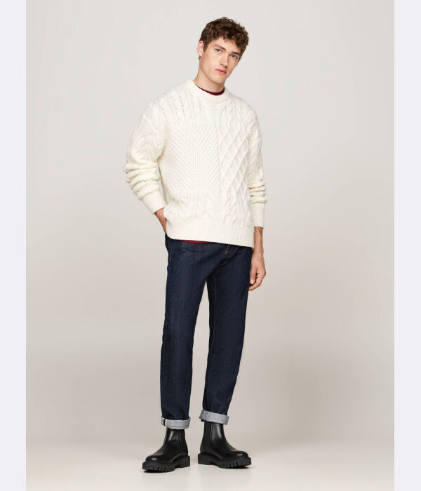 Свитер шерстяной Tommy Hilfiger Regular Fit с узором, экрю — фото 2