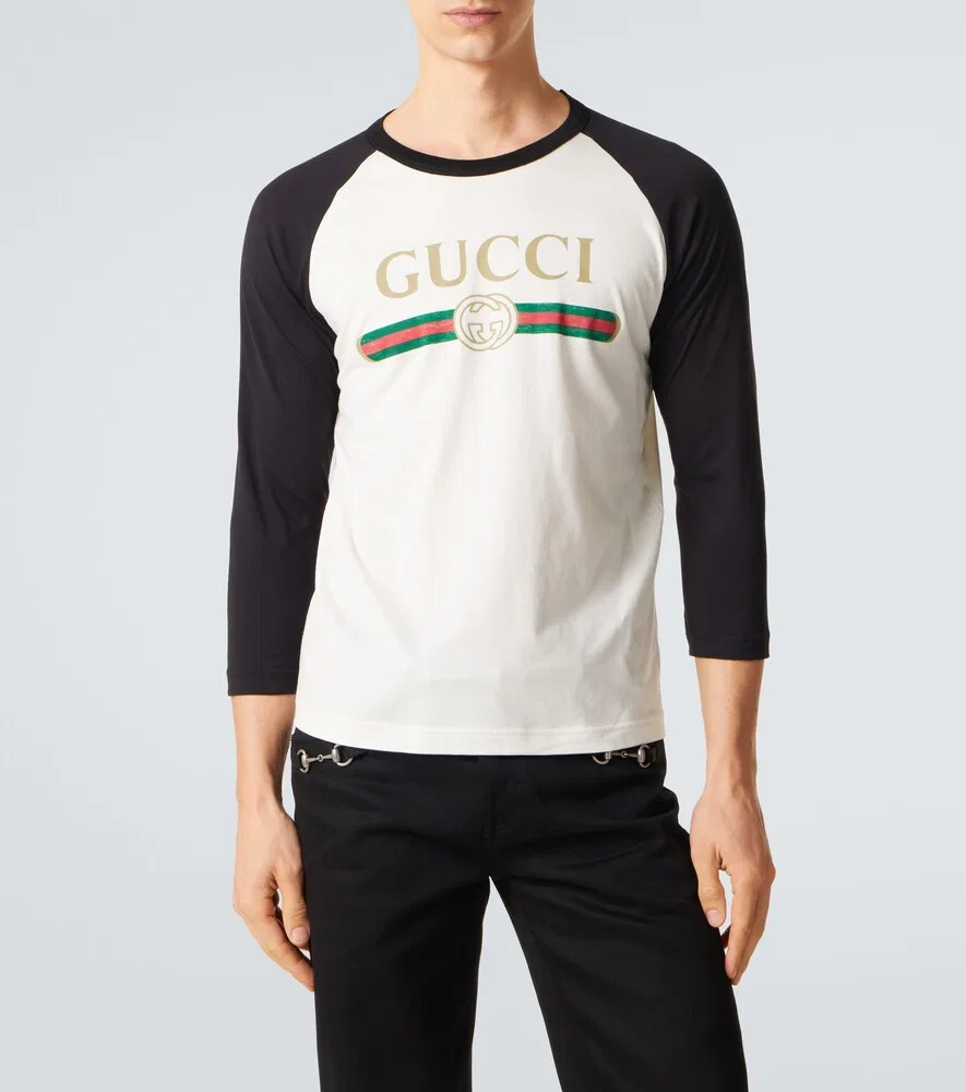 Футболка Gucci из хлопка и шелка с логотипом, белый — фото 3