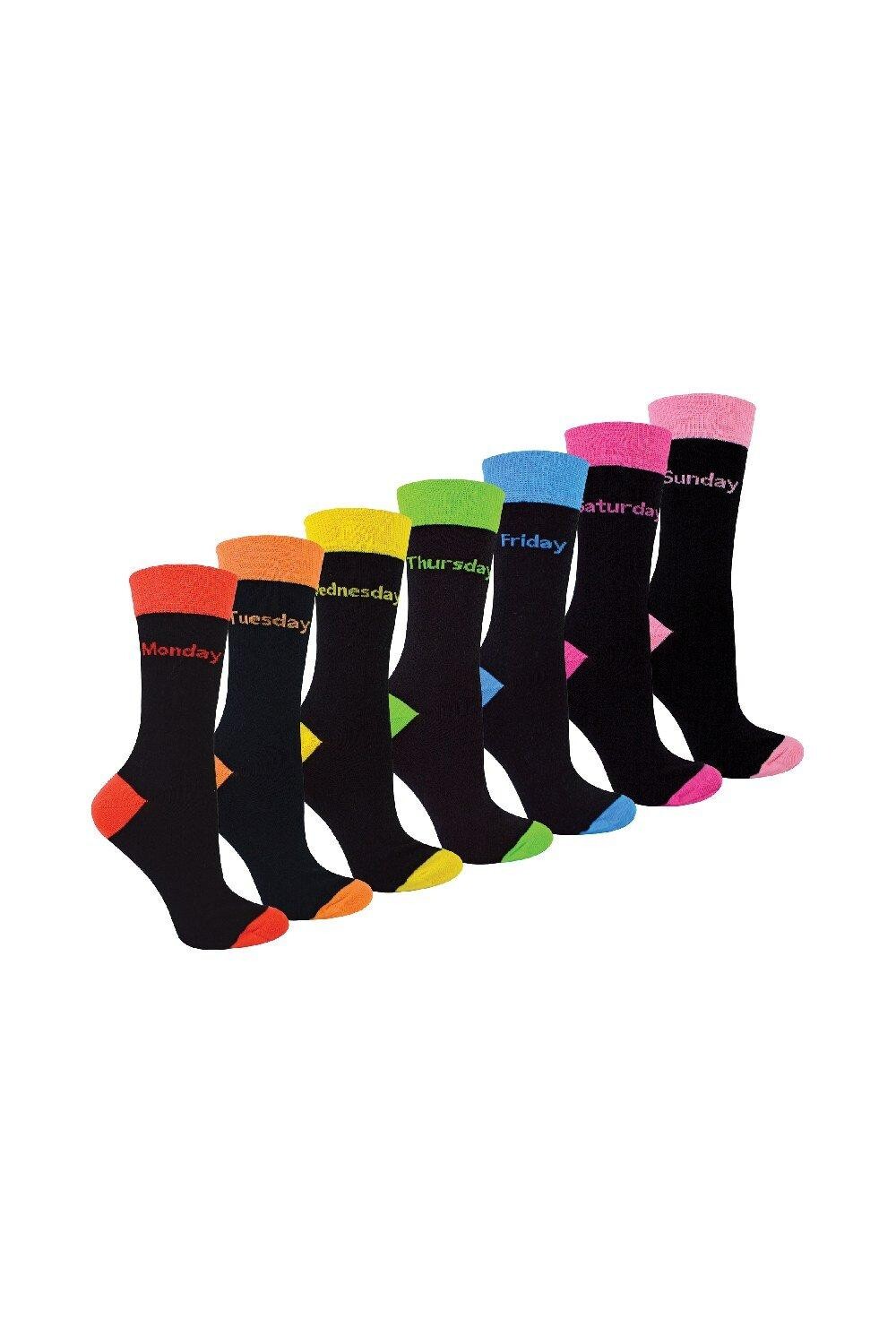 

Набор из 7 носков «Дни недели» | Черные оригинальные классические носки Sock Snob, мультиколор