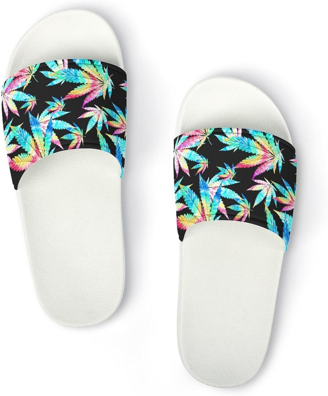 

Противоскользящие тапочки для ванной с милыми принтами коровы, мягкие шлепанцы для душа, удобные шлепки для душа, сандалии для плавания, пляжа, дома, общежития, для улицы, унисекс, для женщин и мужчин Jeireumteor, Colourful Weed Leaf Print