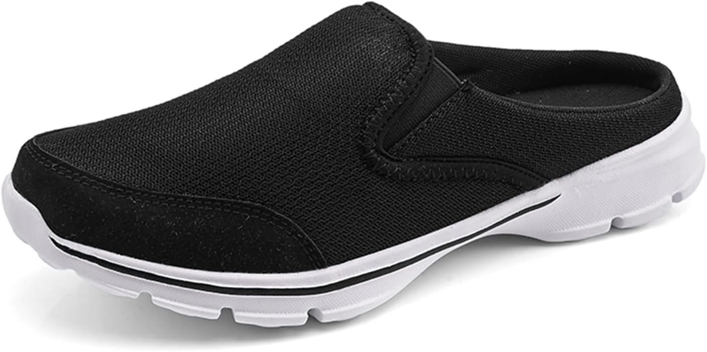 

Мужские лоферы Abborora, обувь для ходьбы и вождения, мужские кроссовки с открытой пяткой, сабо, вязаные мюли, легкие дышащие тапочки, черный