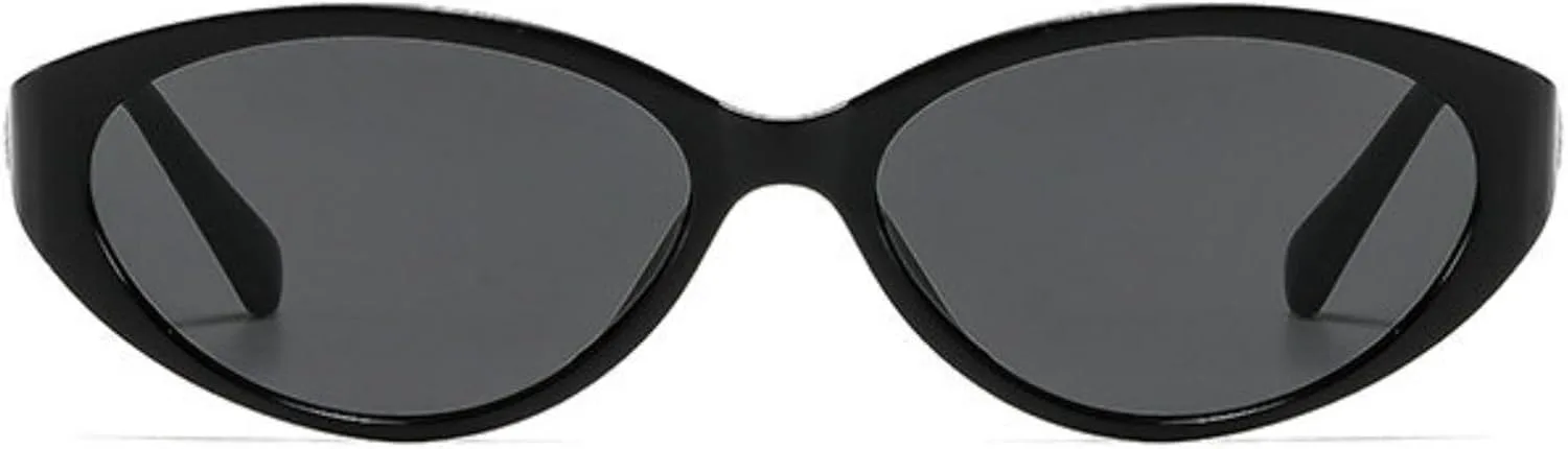 

Солнцезащитные очки Willochra Retro Oval Rivets для женщин, стильные, милые, в форме «кошачьего глаза», модные, винтажные, черные, с защитой от УФ-излучения UV400, C1