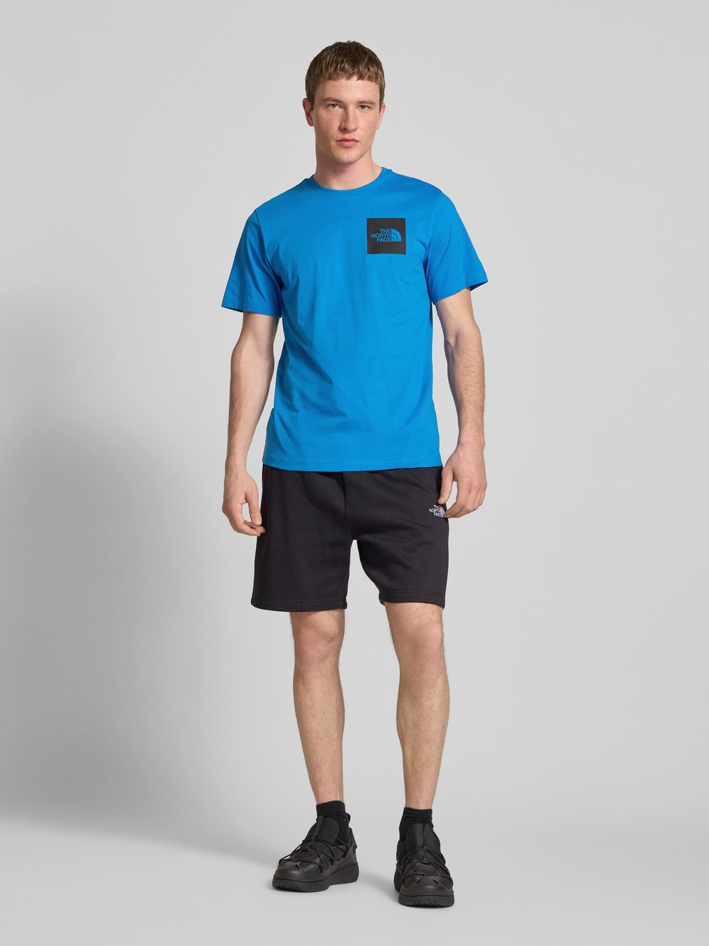

Футболка с ребристым круглым вырезом The North Face, светло-голубой