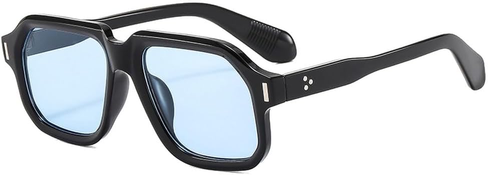 

Мужские солнцезащитные очки в стиле ретро для активного отдыха, желто-синие, с защитой от УФ-излучения UV400; женские солнцезащитные очки в стиле панк с заклепками HVTVTLA, Black Blue