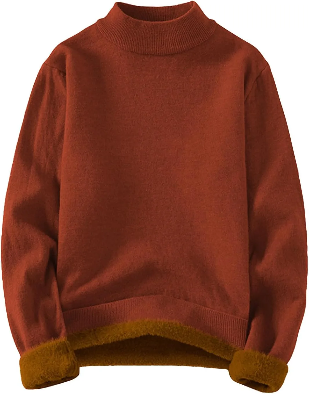 

Зимний свитер для мужчин Fluffy Plush Lined Thermal Knitting Pullover Casual Ribbed Turtleneck Slim Fuzzy FQZWONG