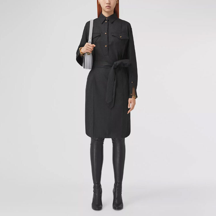 Платье Burberry, женское, длинные рукава, черный — фото 2