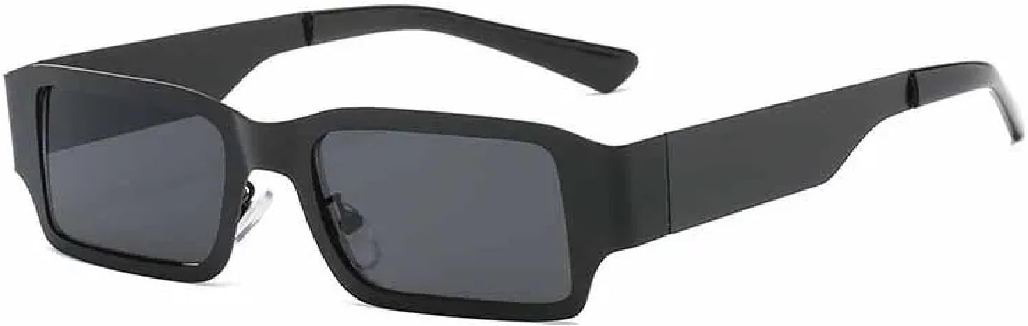 

Винтажные маленькие прямоугольные солнцезащитные очки в металлической оправе для женщин и мужчин, модный тренд, уличная фотография, солнцезащитные очки UV400 TKKTLLT, Black Gray