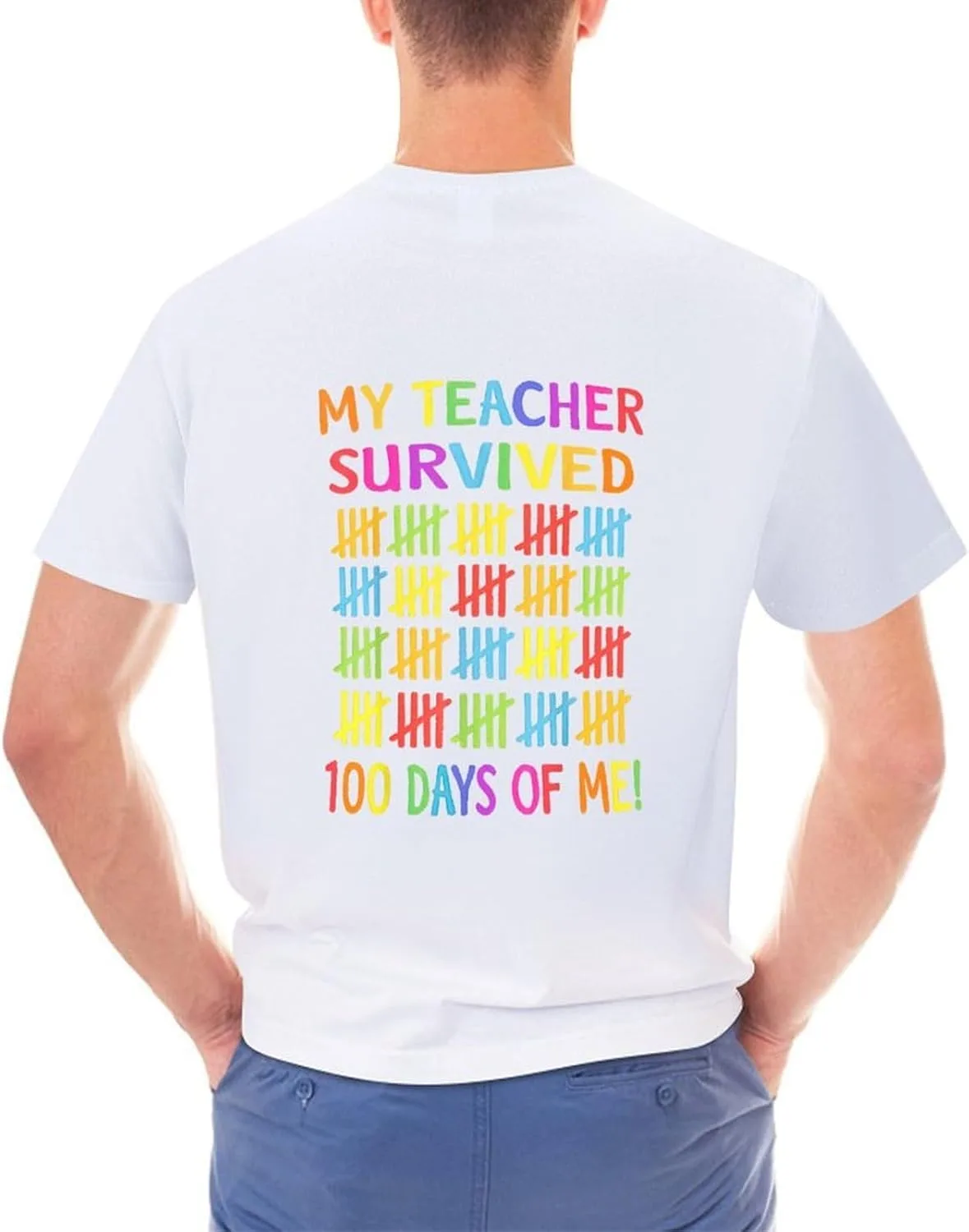 Футболка Funny 100 Days of School, модная, мягкая, дышащая, оригинальная, простая, для мужчин Generic, белый