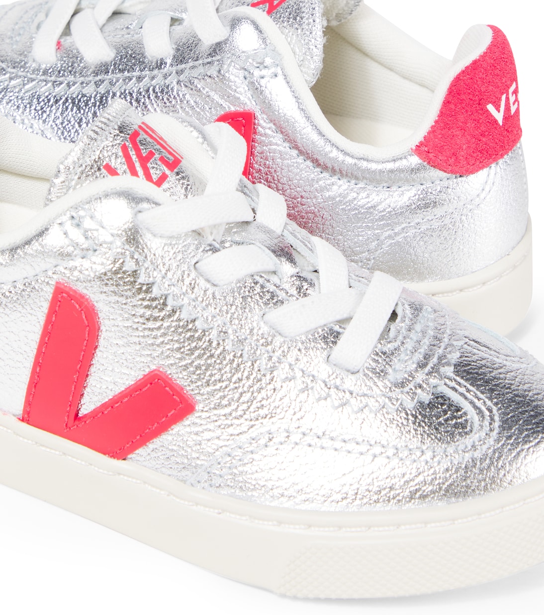 Кроссовки Volley из металлизированной кожи Veja Kids, Silver_Pekin — фото 4