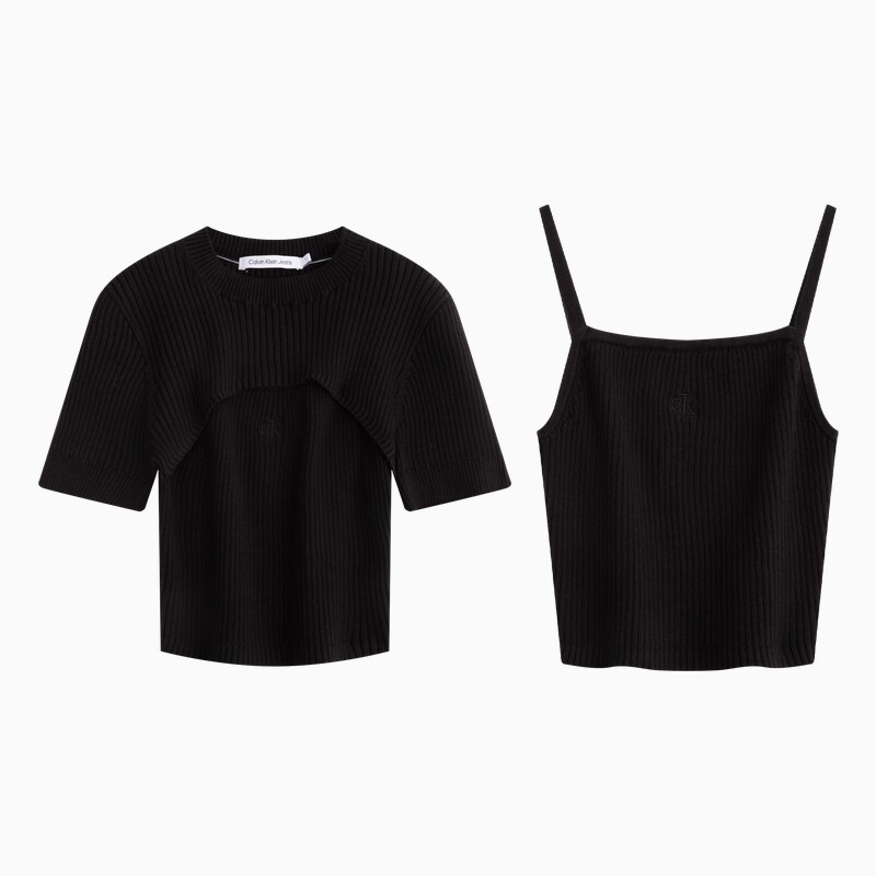 

Блузка трикотажная Calvin Klein Jeans с подтяжками, черный