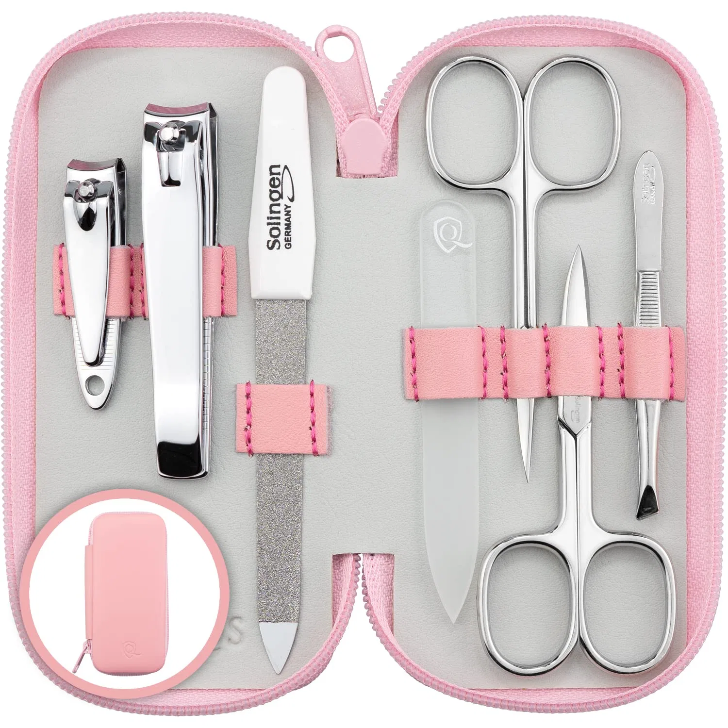 Набор для маникюра marQus, 7 предметов, со стеклянной пилкой, Solingen Marqus, 5. Pink