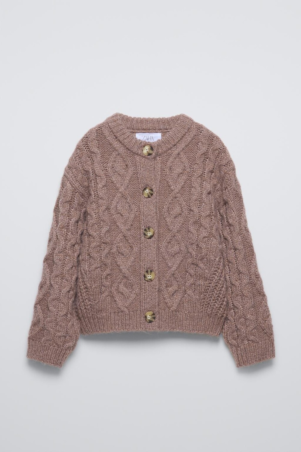 

Кардиган с косами ZARA, бежево-розовый