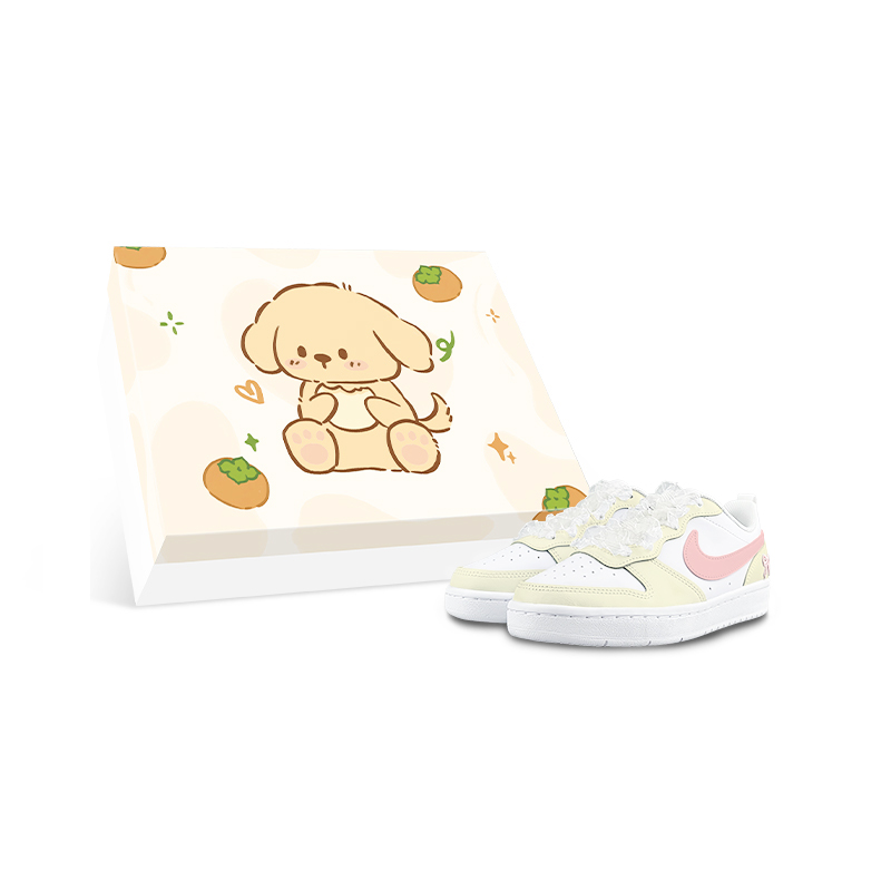 

Детские скейтерские кроссовки Court Borough для младших школьников Nike, белый/розовый/желтый